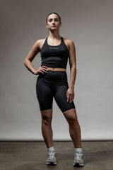 Women's SOHO Cross Back Crop Tank (Black)