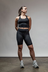 Women's SOHO Cross Back Crop Tank (Black)