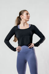 Women's Terra Recovery Arc Long Sleeve Crop (Black)