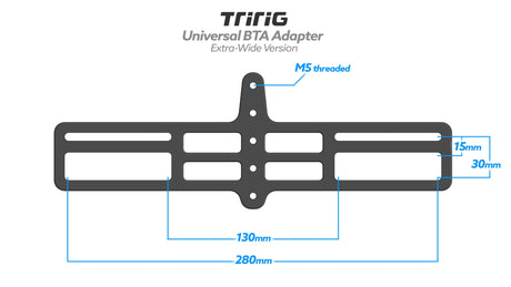 TriRig Universal BTA Adaptor Plate – Bottle Mount for Arm Cups - Extra Wide 280mm